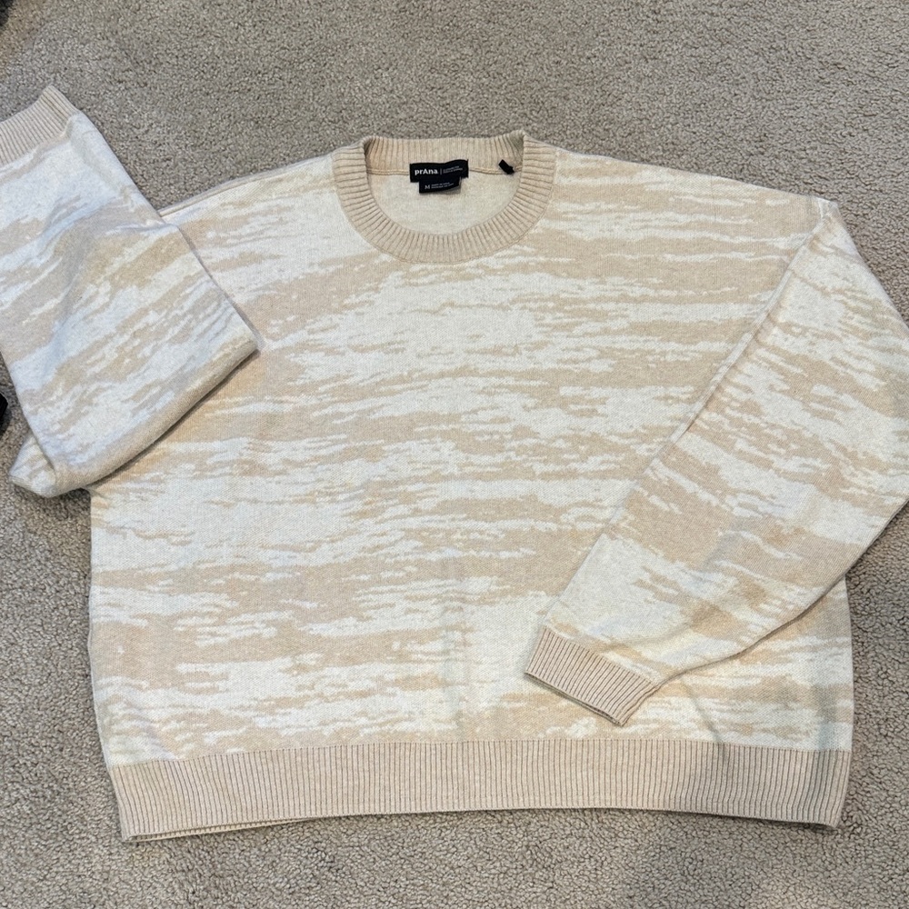 prAna womens Neutral Marled Crewneck Sweater - Beige/Cream, size M